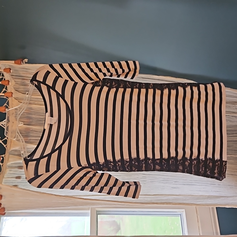 Stripped top with lace detail